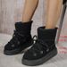 Faux Women Suede Snow 2024 Winter Lace Up Warm Padded Ski Boots Leisure Synthetic Wool Platform Short Botas Shoes 4738_viptrois.com