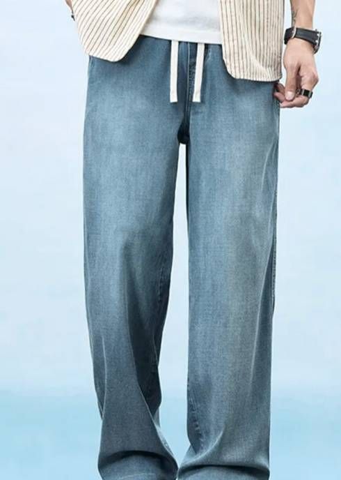 Men's Clothing Summer Thin Long Pants, Lyocell Tencel American Style Straight Leg Jeans, Slimming, Loose And Versatile Men's Fashion Pants_viptrois.com