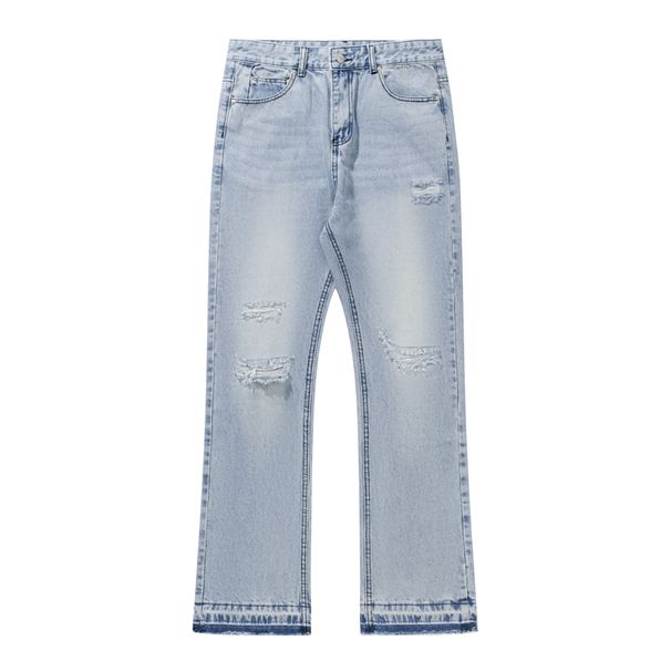 Men's Clothing Niu Wangfeng Niche Trendy Brand American Style Washed Old Loose Men's Hole Cleanfit Jeans_viptrois.com