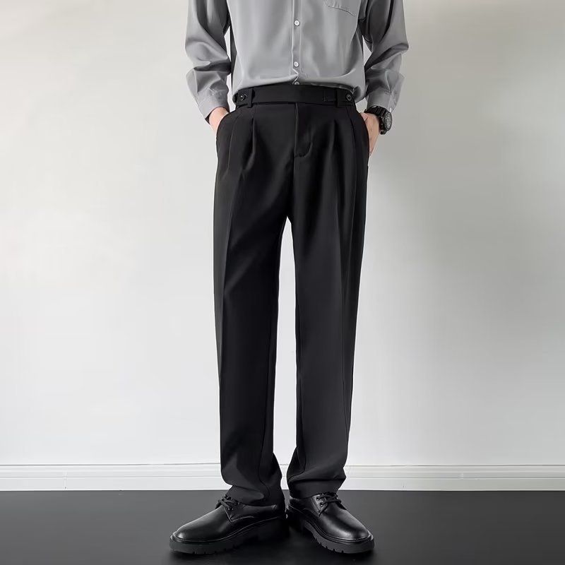 Men's Clothing Drape casual trousers suit pants boys trend spring and autumn mopping small suit trousers straight wide leg pants loose_viptrois.com
