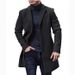 "Men's Wool-Blend Casual Coat – Lightweight Windbreaker With Classic Lapel (Black/Slate Gray/Caramel/Olive Green, M-3XL)"_viptrois.com
