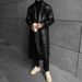 Men's Clothing Solid Color Long Leather Coat Coat Loose Trench Coat Fashion Coat_viptrois.com