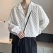 Early Autumn Light Mature Abstinence Niche Design Hollow Long Sleeved Shirt Men's Korean Version Of The Handsome Drape Very Fairy Hairstylist Shirt_viptrois.com