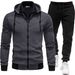 Men's Hooded Zip-Up Sweatshirt Set Spring Casual Slim Fit Fleece-Lined Pullover With Long Pants_viptrois.com