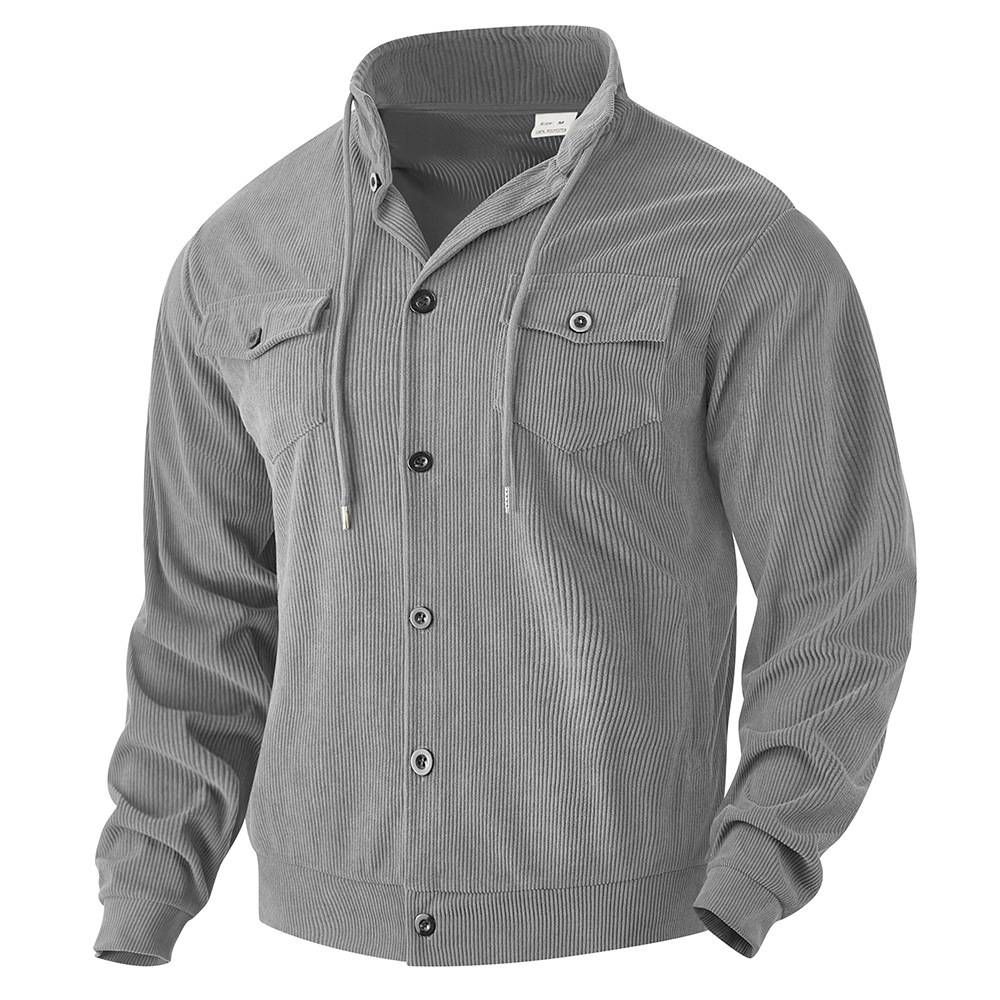 European And American Men's Hoodie For Autumn And Winter, Corduroy Retro Work Jacket With Multiple Pockets_viptrois.com