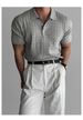Men's Cable-Knit Polo Shirt – Breathable Short-Sleeve Business Casual Top With Comfort Fit (M-XXXL, Grey/Khaki/Black)_viptrois.com