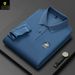 Men's Memory Foam Polo Shirt – Embroidered Lapel, Long Sleeve, 240g Comfort Fit (Black/White/Purple Red/Royal Blue_viptrois.com