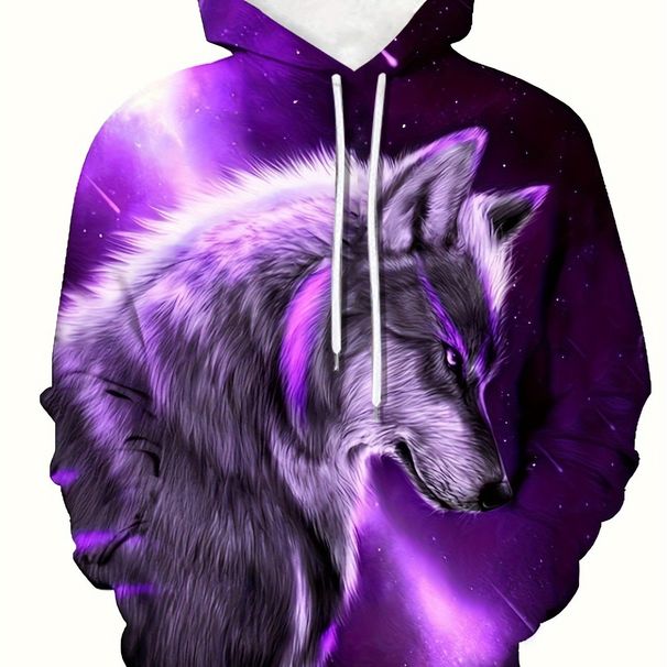 Wolf Pattern Print Hoodie, Cool Hoodies For Men, Men's Casual Graphic Design Hooded Sweatshirt Streetwear For Winter Fall, As Gifts_viptrois.com