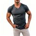 Men's Clothing Men's Solid Color V Neck T Shirt Quick Drying Breathable Sweat Wicking Casual Short Sleeve Top Plus Size_viptrois.com