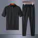 Men's Clothing Sports Suit Short Sleeved Trousers Sportswear Breathable Running Fitness Clothes Two Piece Suit_viptrois.com