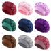 solid color wide brim elastic adult sleeping cap men and women fashion hair care beauty shower cap satin chemotherapy cap_viptrois.com