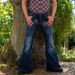 Men's Denim Flare Pants Punk Vintage Denim Tie Flower Stretch_viptrois.com