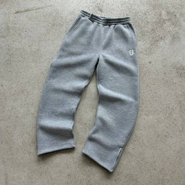 Unisex Embroidered Zip-up Tracksuit Set, High-street Hip-hop Style Sweatshirt Set_viptrois.com