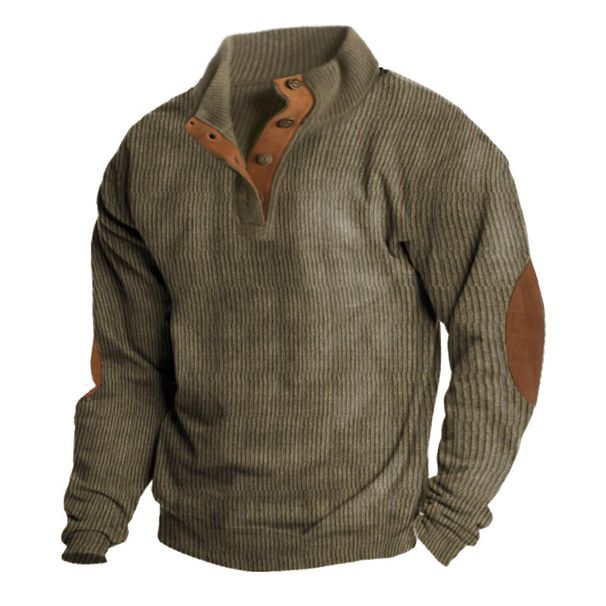 New Men's Outdoor Jacket For Autumn And Winter, Corduroy Casual Stand-up Collar Long-sleeved Sweatshirt_viptrois.com