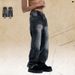 American Jeans Unisex Washed Vintage Loose Wide Leg Straight Trendy High Street Pants_viptrois.com