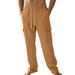 Men's Cargo Trousers 2025 Spring/Autumn mid Waist Straight Leg Linen Multi Pocket Casual Pants Loose Fit Black Standard Thickness_viptrois.com