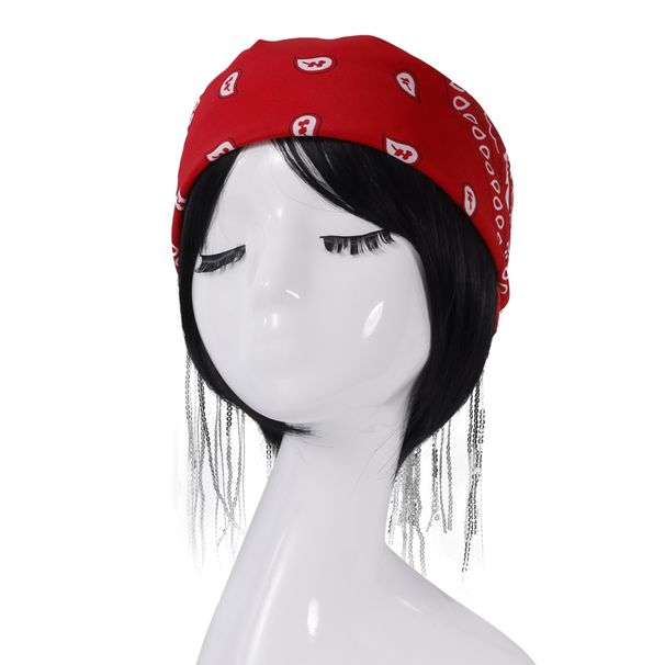 Cashew Flower Silk Scarf – Spring & Summer Tassel Headband (53x53cm Square, Hip Hop Dance Accessory, European Style)_viptrois.com