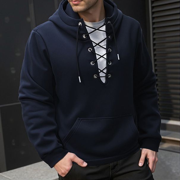 Men's Clothing Men's Zip-Up Hooded Sweatshirt – Casual Pullover With Drawstring & Side Pockets (S-XXL, Navy/Black/Charcoal)_viptrois.com