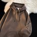 Pure Dark Green Solid Color Hooded Fleece Sweatshirt For Men, Autumn And Winter Basic New Casual White Jacket_viptrois.com