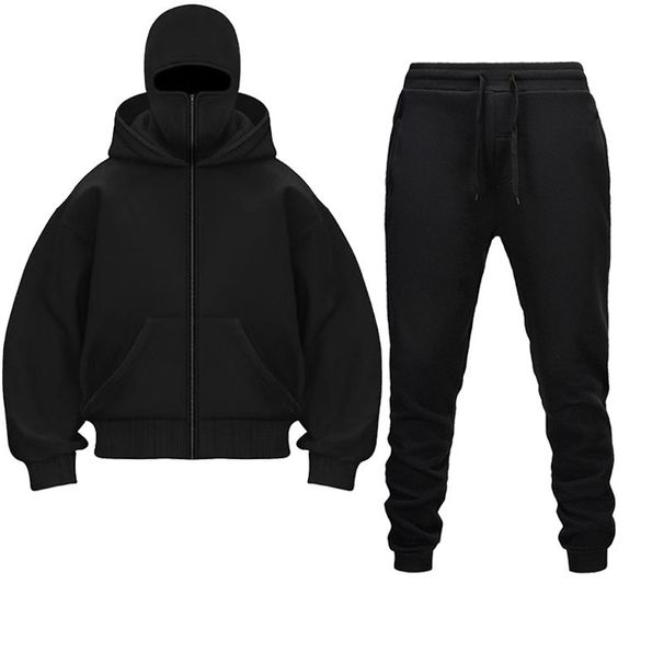 New Foreign Trade Cross Border Double Hat Spring Autumn Winter Ins Hooded Sweatshirt Suit Trendy Men And Women Double Hat Couple Sweatshirt_viptrois.com