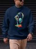Men's Loose Casual Fashionable Color Headphone Pattern Printed Round Neck Long Sleeved Sweatshirt For Autumn And Winter_viptrois.com