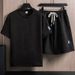 Men's Clothing Summer T Shirt Short Sleeved Two Piece Suit For Men Jacquard Suit Trendy Casual Sports Men_viptrois.com