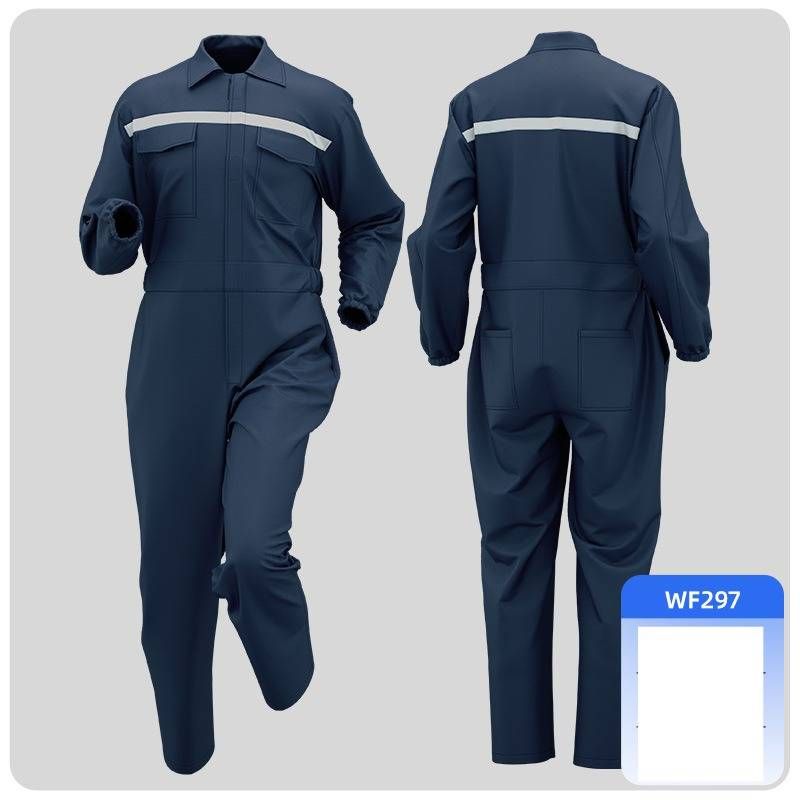 Men's Durable Work Coverall - Flame Resistant, Breathable Polyester Jumpsuit For Welding, Shipyard & Industrial Use (Dark Blue, Orange, Bright Blue)_viptrois.com