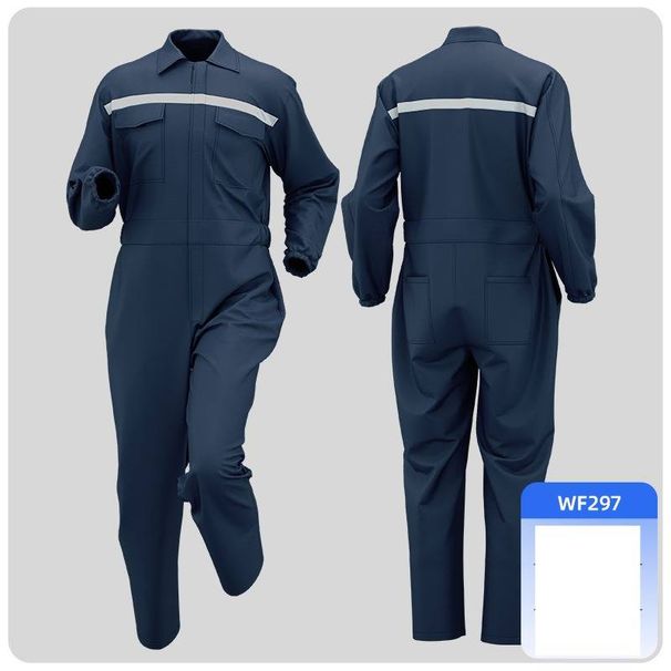 Men's Durable Work Coverall - Flame Resistant, Breathable Polyester Jumpsuit For Welding, Shipyard & Industrial Use (Dark Blue, Orange, Bright Blue)_viptrois.com