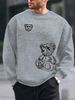 Men's Loose Casual Fashionable Cartoon Bear Print Round Neck Long Sleeved Sweatshirt For Autumn And Winter_viptrois.com