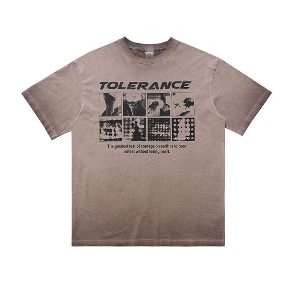 Street Style Plaid Print Reverse-dyed Distressed Frayed Edge Washed Men's T-shirt Trendy Brand T-shirt_viptrois.com
