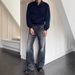 Men's Clothing New Style Flat Replacement Flared Jeans High Street Distressed Cleanfit Casual Trousers_viptrois.com