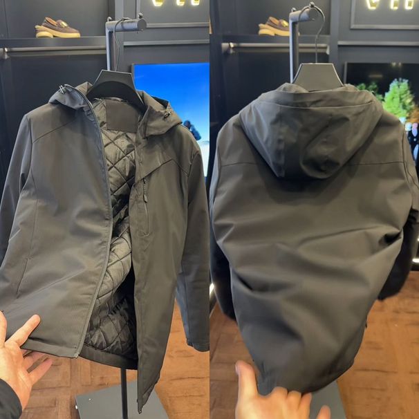 Autumn Winter Cotton-Padded New Versatile Casual Business Style Hooded Men's Jacket Coat High-End_viptrois.com