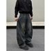 2026 American Retro High Street Silhouette American Scimitar Jeans Men's Washed Vintage Banana Wide-Leg Sickle Pants_viptrois.com