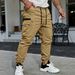 Men's Casual Sports Jogger Pants Multi Pocket Solid Color European Size Spring Autumn Work Pants Versatile Comfortable Fit_viptrois.com