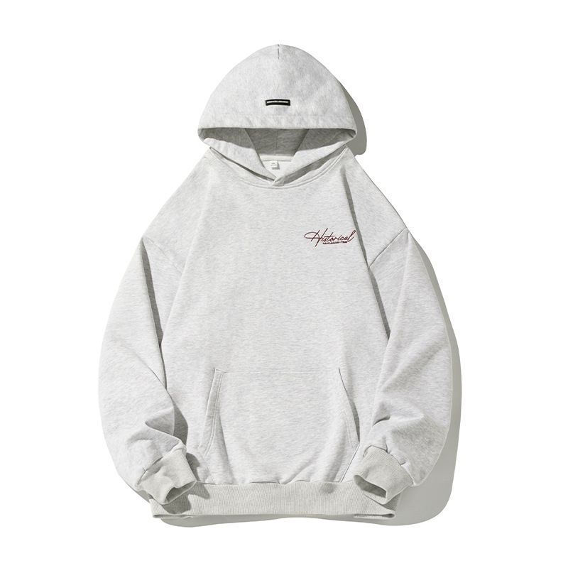 Men's Clothing Retro Heavy Hoodie Sweatshirt Autumn And Winter High Street Letter Embroidery Casual Hoodie Loose Jacket_viptrois.com