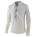 Men's Clothing medieval retro solid color men's loose tie collar shirt steampunk prince costume_viptrois.com