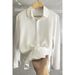 Men's Clothing Autumn Seamless Buttoned White Shirt Men's Drape Long Sleeve Hair Stylist Pure White Loose Casual Chiffon Shirt Small Fresh_viptrois.com