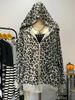 American Retro Hot Girl Foreign Trade Leopard Print Hooded Sweatshirt Vintage Women's Zipper Jacket Autumn Winter_viptrois.com