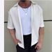 Men's High End Zipper Lapel Summer Short Sleeved Cardigan T Shirt_viptrois.com