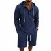 Men's Clothing Men's Summer Outfit Loose Linen Jacquard Striped Casual Long Sleeve Henley Top With Hood And Shorts Set_viptrois.com