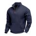 Pure Cross-Border European And American Classic Versatile Multi-Color Stand Collar Half-Zip Pocket Long Sleeve Sweatshirt_viptrois.com