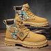 Men's British Style Martin Boots - Low Top Work Boots With Breathable PU Upper & Cushioned Insole For Winter & Spring (Khaki/Black/Gray, Sizes 39-48)_viptrois.com
