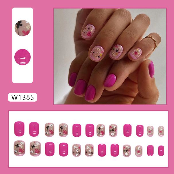 Short European Square Rose Red Floral Ins Style Autumn Elegant White Nail Finished Manicure_viptrois.com