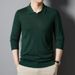 1 2024 Men's Knitted Solid Color Versatile High-Quality Spring And Autumn Regular Wool Sweater Base Shirt_viptrois.com