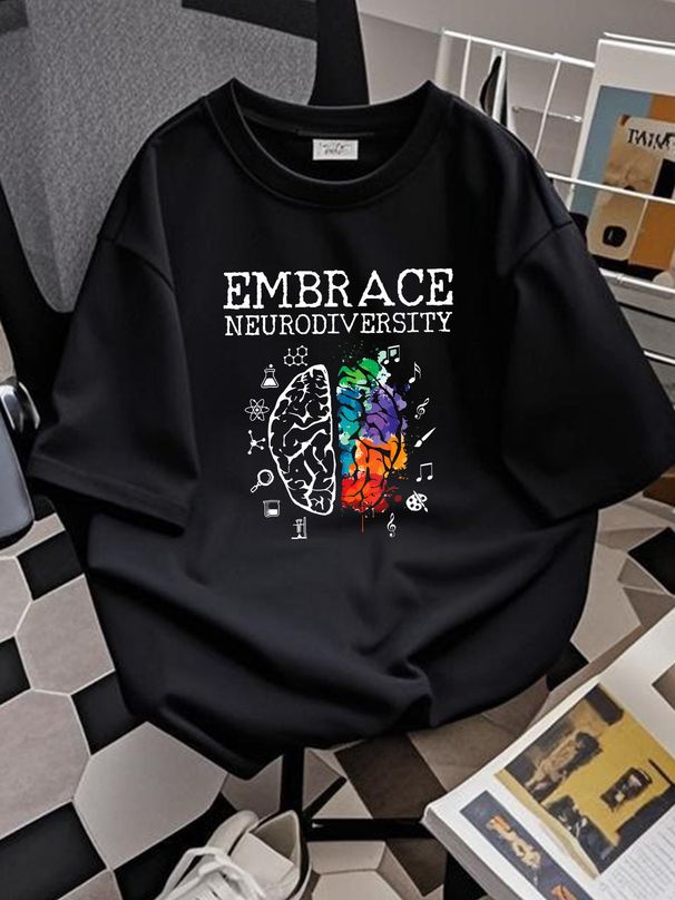 Neurodiversity Shirt - Embrace ADHD Autism ASD Unisex & Youth T-shirt Homme Streetwear Stylish Breathable Stretched Top For Everyday Wear Graphic_viptrois.com