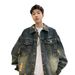 Washed Denim For Men's Spring Autumn 2025 New Style Trendy Ripped Hole And Handsome Casual Jacket_viptrois.com