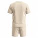 Men's Waffle Knit Short Sleeve T-Shirt & Shorts Set, Summer Casual Comfort Fit Loungewear, Breathable Polyester Two-Piece Outfit_viptrois.com