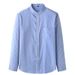 Men's Clothing Plus Size Long Sleeved Stand Up Collar Striped Shirt Men's Spring And Autumn New Fat Guy Fat Brother Large Loose Casual Shirt Trend_viptrois.com