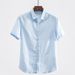 Men's Clothing Summer Casual Square Collar Linen Short Sleeved Shirt Thin Breathable Loose Large Size Cotton And Linen White Shirt_viptrois.com