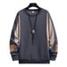 Men's Oversized Casual Sweatshirt Long Sleeve Round Neck Pullover Top With Patchwork Design For Spring Autumn Daily Wear_viptrois.com